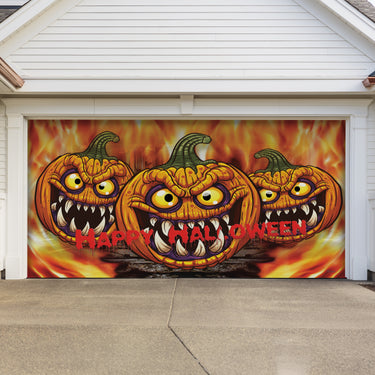Pumpkin Halloween Garage Door Banner