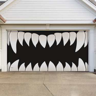 Scary Teeth Halloween Garage Door Banner