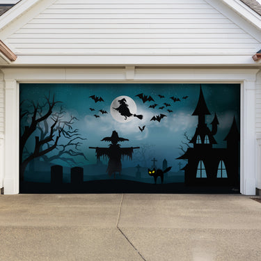 Spooky Graveyard Halloween Garage Door Banner
