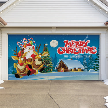 Santa's Merry Takeoff Christmas Garage Door Banner