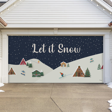 Let it Snow Christmas Garage Door Banner