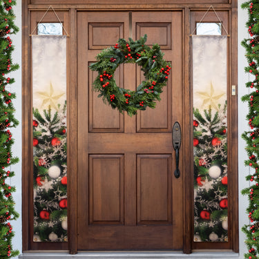 Merry Christmas Tree Window Banners - 12" x 72"