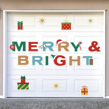 Merry and Bright Large Christmas Garage Door Magnets